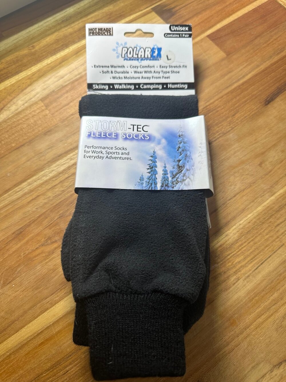 Storm - Tec Fleece Socks Hot Headz Unisex Black NWT Sz LARGE